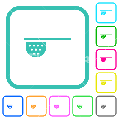 Tea stainer vivid colored flat icons - Tea stainer vivid colored flat icons in curved borders on white background