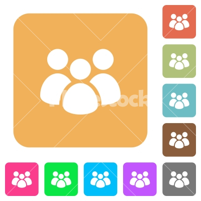 Team rounded square flat icons - Team flat icons on rounded square vivid color backgrounds.