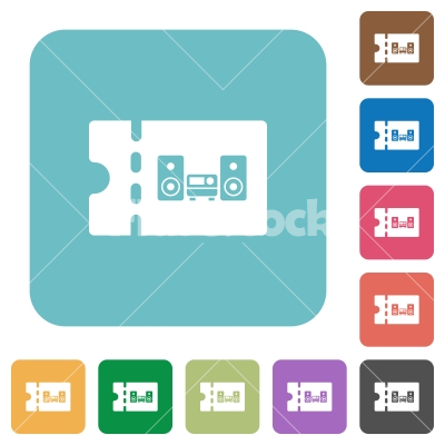 Technical store discount coupon rounded square flat icons - Technical store discount coupon white flat icons on color rounded square backgrounds