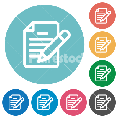 Text editing outline flat round icons - Text editing outline flat white icons on round color backgrounds