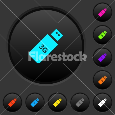 Third generation mobile stick dark push buttons with color icons - Third generation mobile stick dark push buttons with vivid color icons on dark grey background