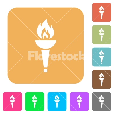 Torch rounded square flat icons - Torch flat icons on rounded square vivid color backgrounds.