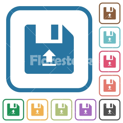 Upload file simple icons - Upload file simple icons in color rounded square frames on white background