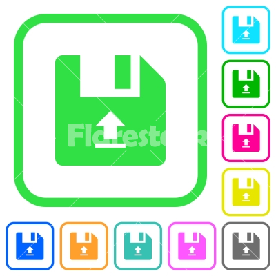 Upload file vivid colored flat icons - Upload file vivid colored flat icons in curved borders on white background