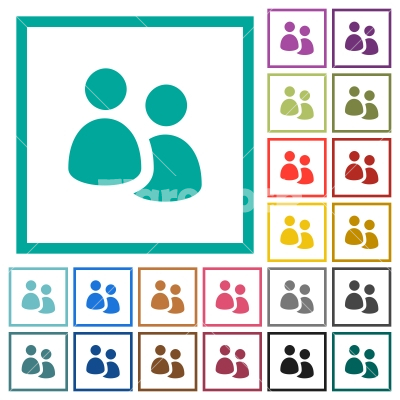 User group flat color icons with quadrant frames - User group flat color icons with quadrant frames on white background