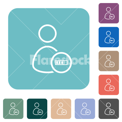 User processing outline rounded square flat icons - User processing outline white flat icons on color rounded square backgrounds