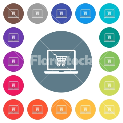 Webshop flat white icons on round color backgrounds - Webshop flat white icons on round color backgrounds. 17 background color variations are included.